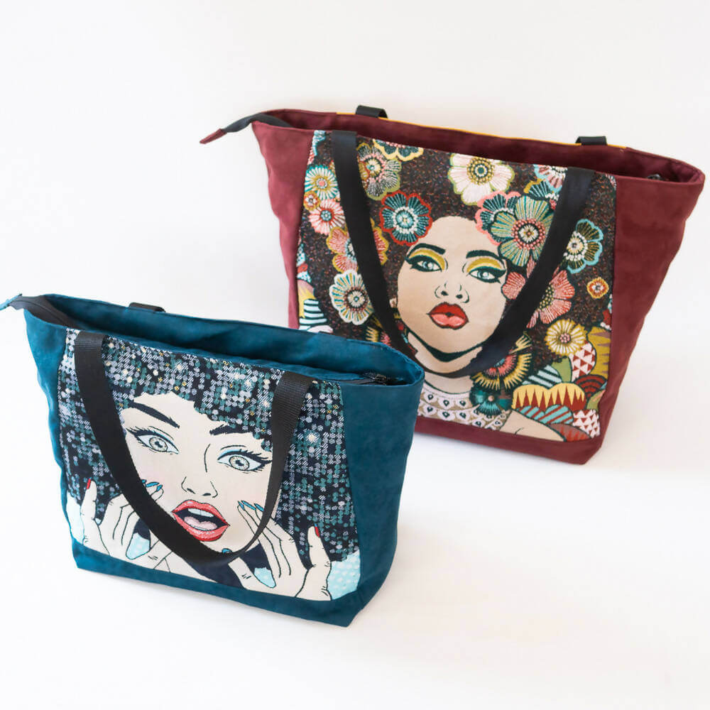 Sac cabas et sac à main, 4 tailles – Cumin avec imprimé artistique, patron de couture pdf à télécharger offert