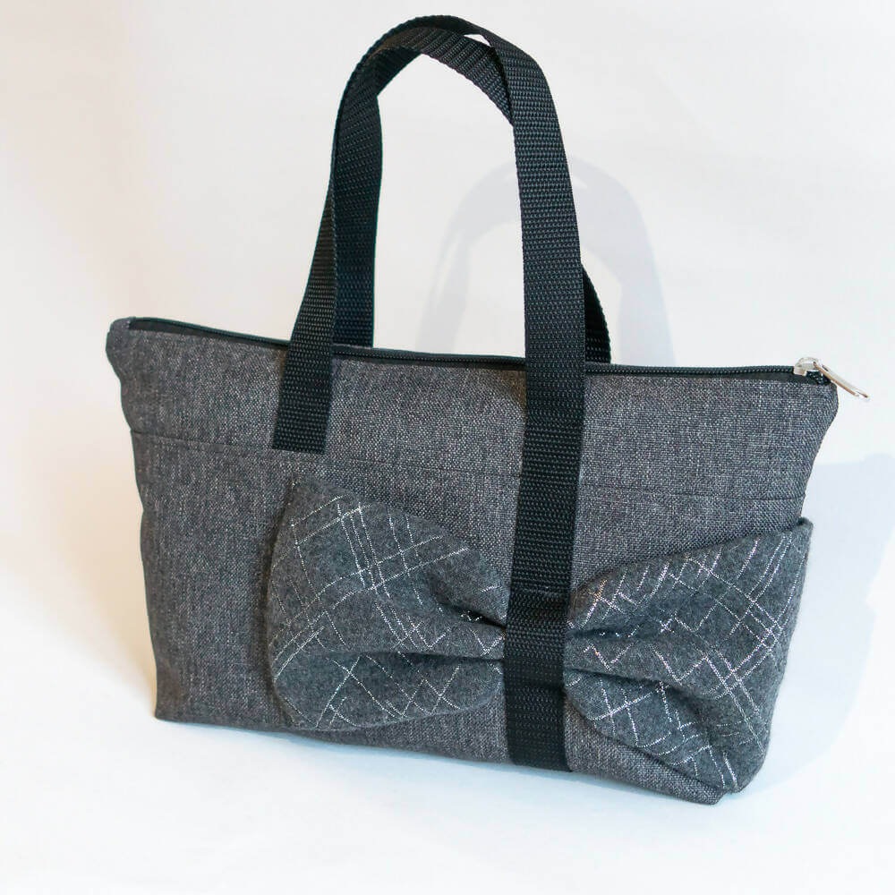 Sac cabas, trousse avec nœud, 3 formats – Groseille, en toile grise élégante avec fermeture Éclair. Patron de couture pdf à télécharger.