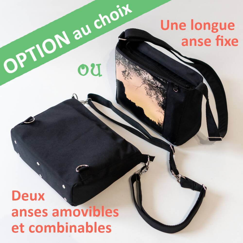 Sac à main – Léon avec option de sangle fixe ou deux sangles amovibles et combinables, patron de couture pdf à télécharger.