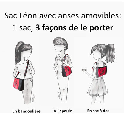 Sac à main – Léon avec anses amovibles, 3 façons de le porter: en bandoulière, à l'épaule, en sac à dos. Patron de couture PDF à télécharger.