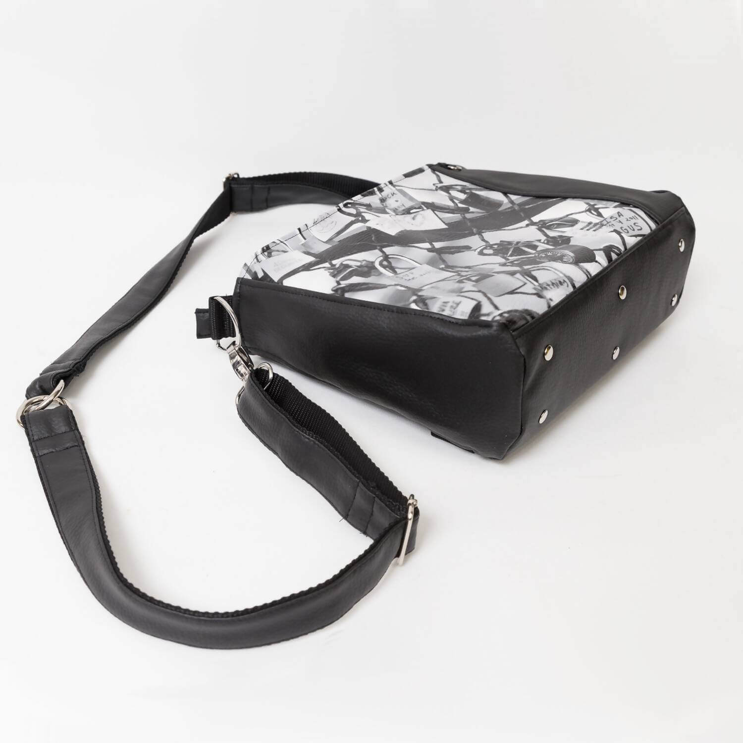 Sac à main – Léon avec imprimé moderne et sangle amovible. Perfect for patrons de couture pdf à télécharger.