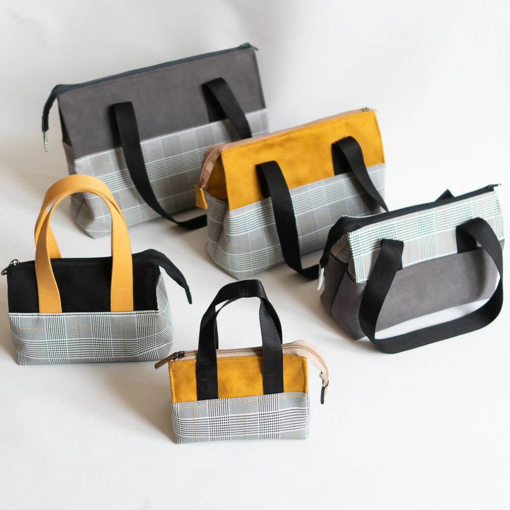 Trousse et sac zippés à large ouverture, 5 tailles – Curry, patron de couture PDF à télécharger, design pratique et élégant.