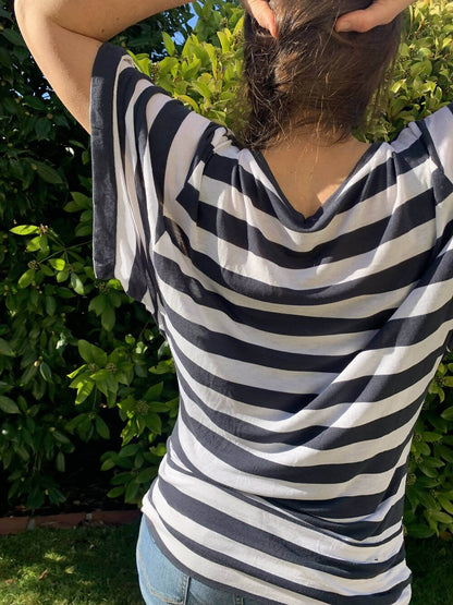 VANOU - Top pour femmes du 34 au 54, patron de couture pdf à télécharger, manches kimono et effet blousant, vue arrière